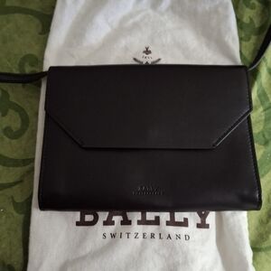 Bally Sleek Black Leather Shoulder Bag